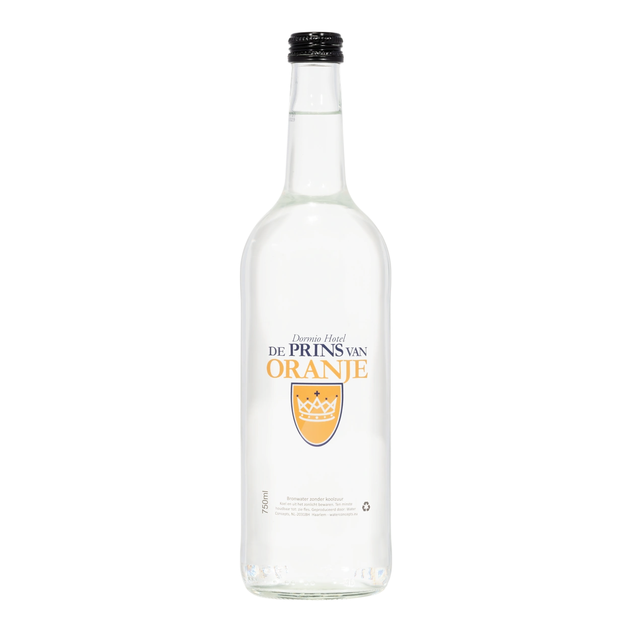 Water Concepts – Glaswasserflasche mit Logo und Etikett