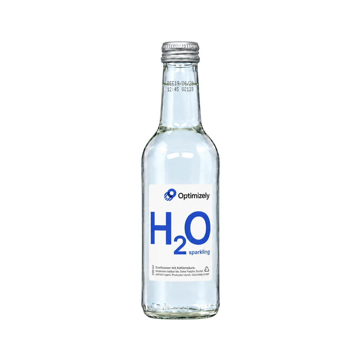 Water Concepts – Glaswasserflasche mit Logo und Etikett