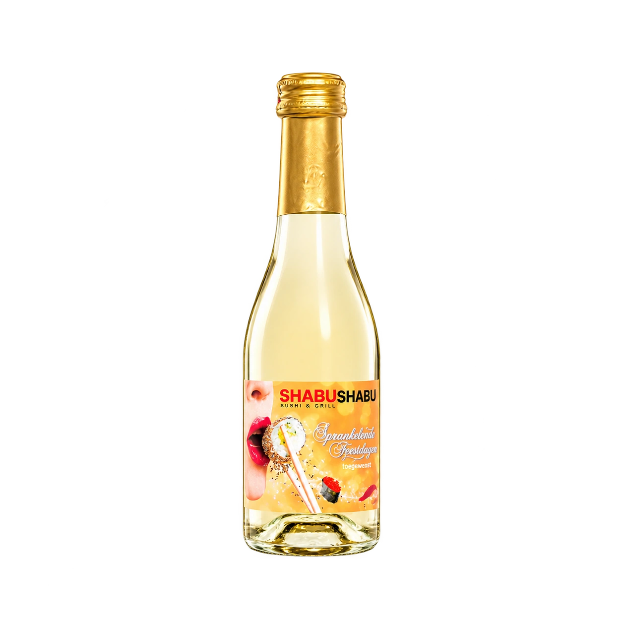 Wasserkonzepte – Flasche Secco Vino Frizzante Wein mit Logo und Etikett