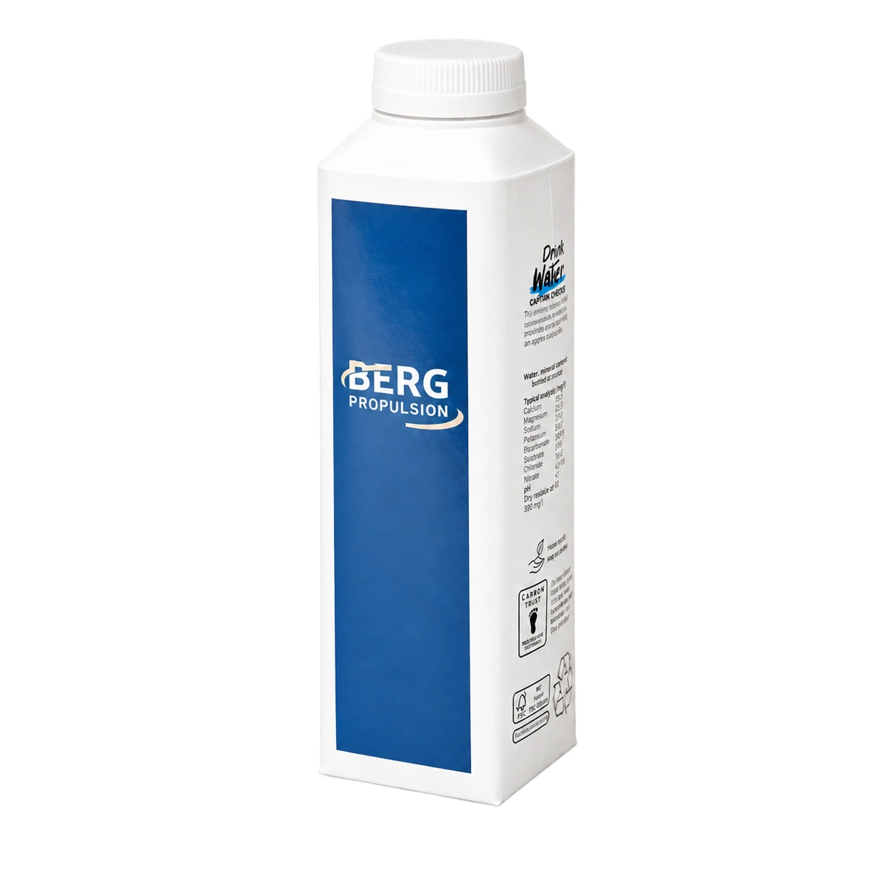 Water Concepts – Wasserflasche aus Pappe mit Logo und Aufdruck