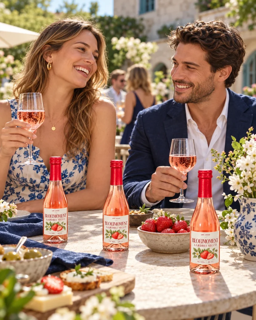 Erdbeer Secco 20 cl mit eigenem Etikett